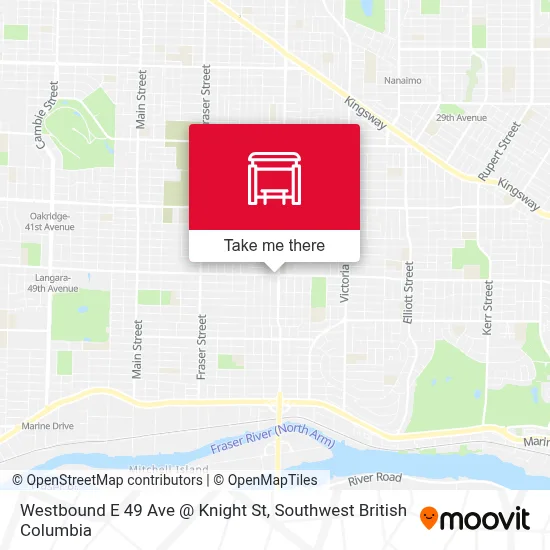 Westbound E 49 Ave @ Knight St map