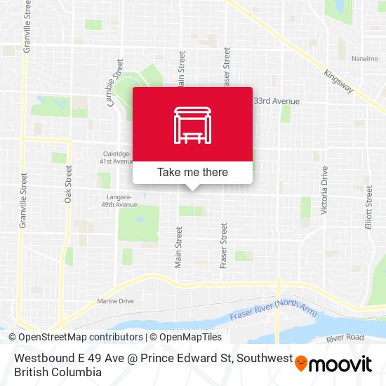 Westbound E 49 Ave @ Prince Edward St map