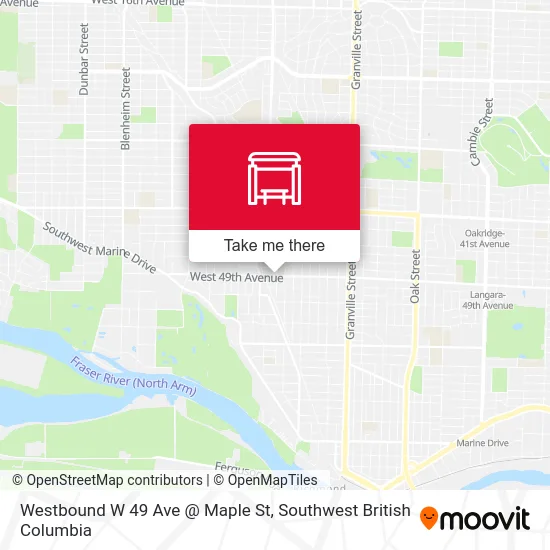 Westbound W 49 Ave @ Maple St map