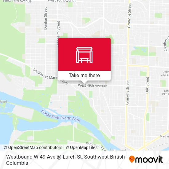 Westbound W 49 Ave @ Larch St map