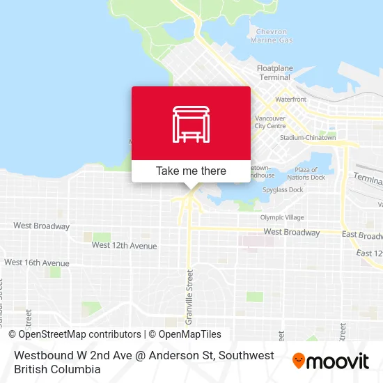 Westbound W 2nd Ave @ Anderson St map