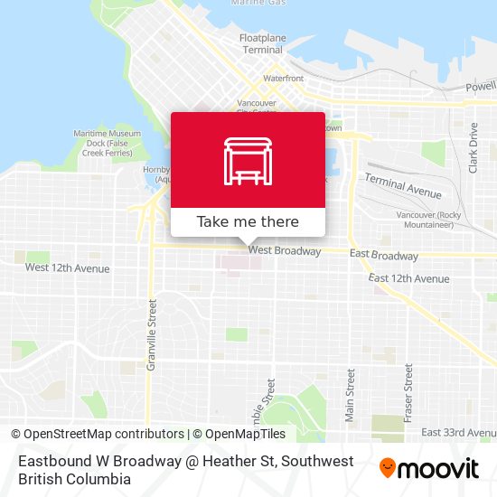 Eastbound W Broadway @ Heather St map
