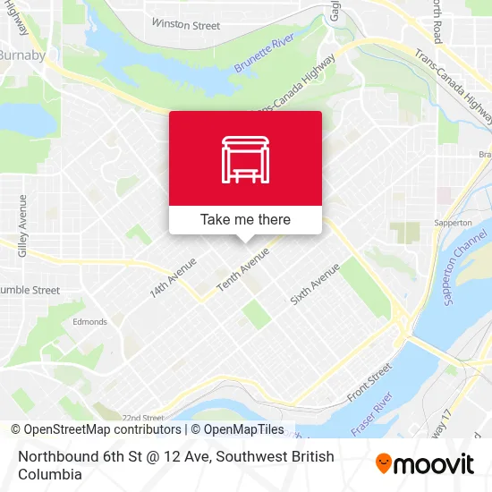 Northbound 6th St @ 12 Ave map