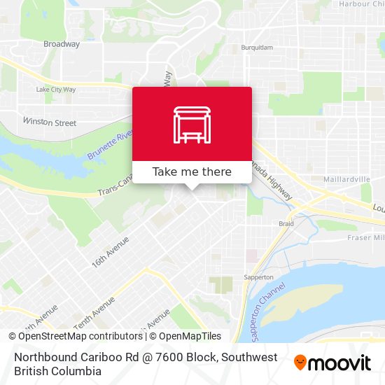 Northbound Cariboo Rd @ 7600 Block map