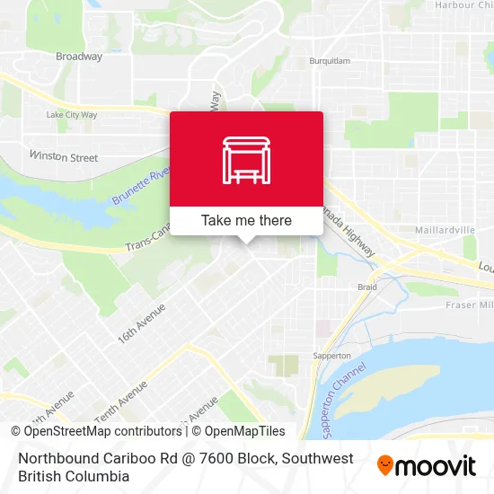 Northbound Cariboo Rd @ 7600 Block map