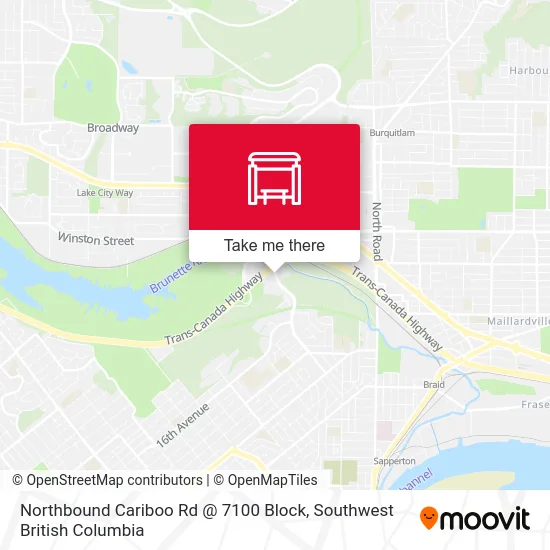 Northbound Cariboo Rd @ 7100 Block map