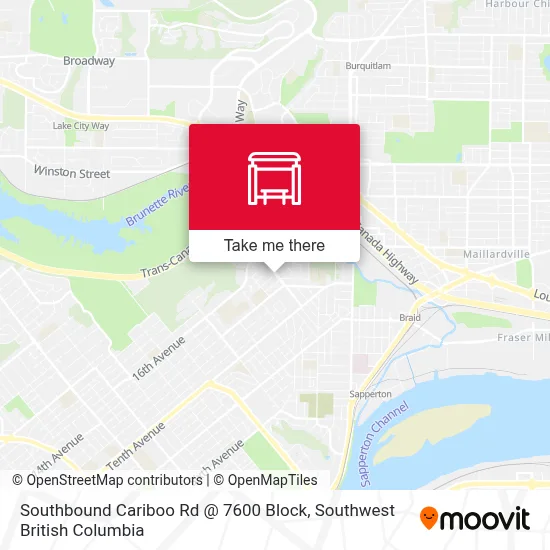 Southbound Cariboo Rd @ 7600 Block map