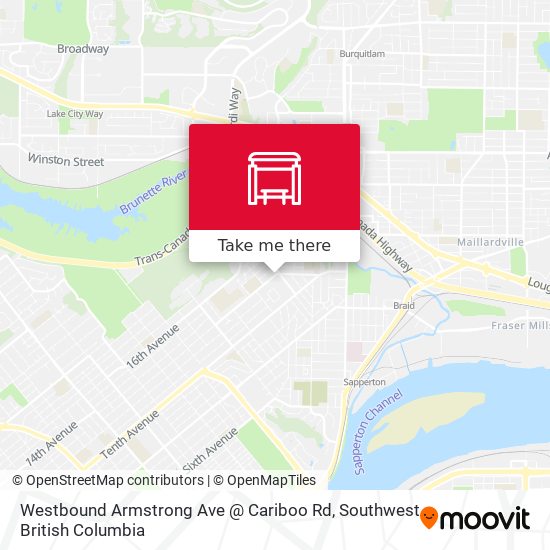 Westbound Armstrong Ave @ Cariboo Rd map