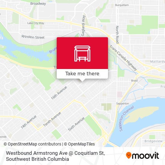 Westbound Armstrong Ave @ Coquitlam St map