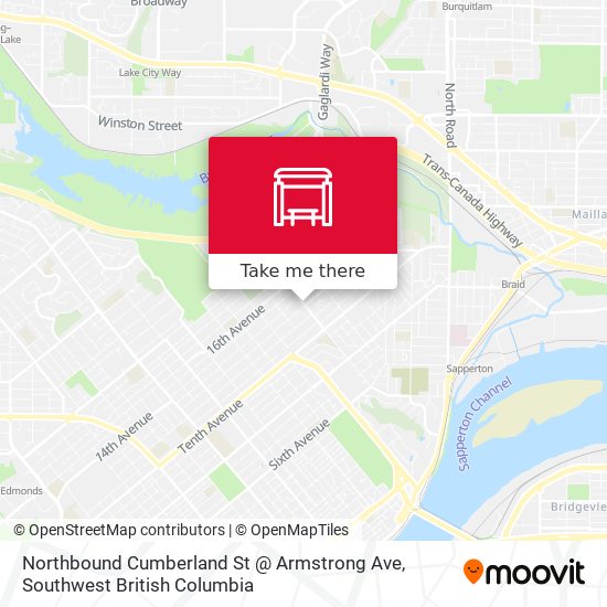 Northbound Cumberland St @ Armstrong Ave map