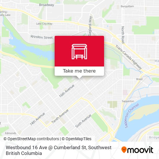 Westbound 16 Ave @ Cumberland St map