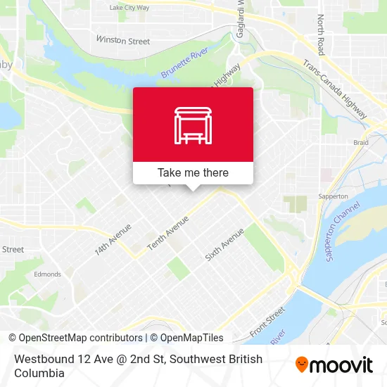 Westbound 12 Ave @ 2nd St map