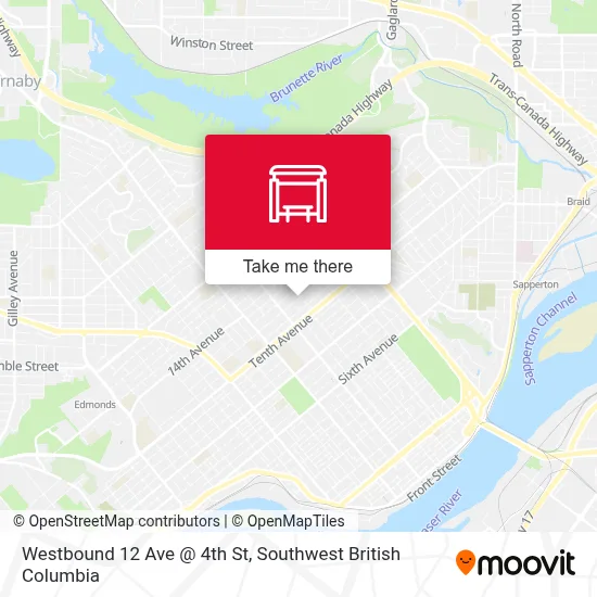 Westbound 12 Ave @ 4th St map