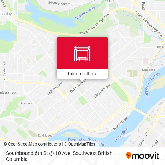 Southbound 6th St @ 10 Ave map