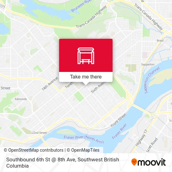 Southbound 6th St @ 8th Ave map