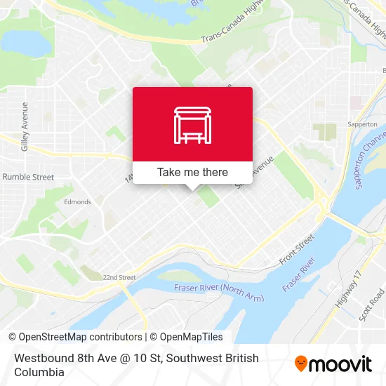 Westbound 8th Ave @ 10 St map