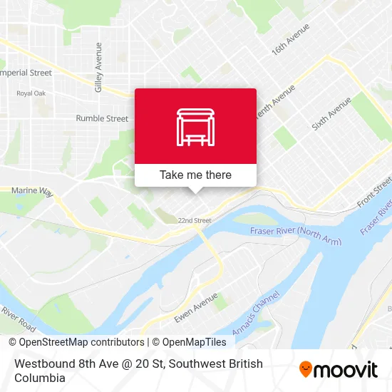 Westbound 8th Ave @ 20 St map