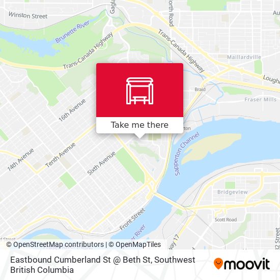 Eastbound Cumberland St @ Beth St map