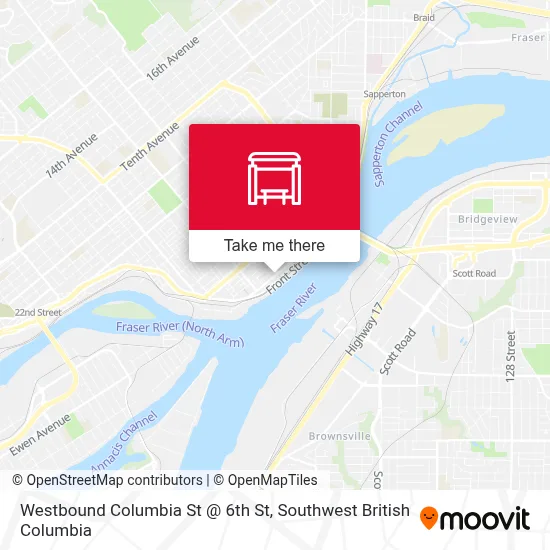 Westbound Columbia St @ 6th St map