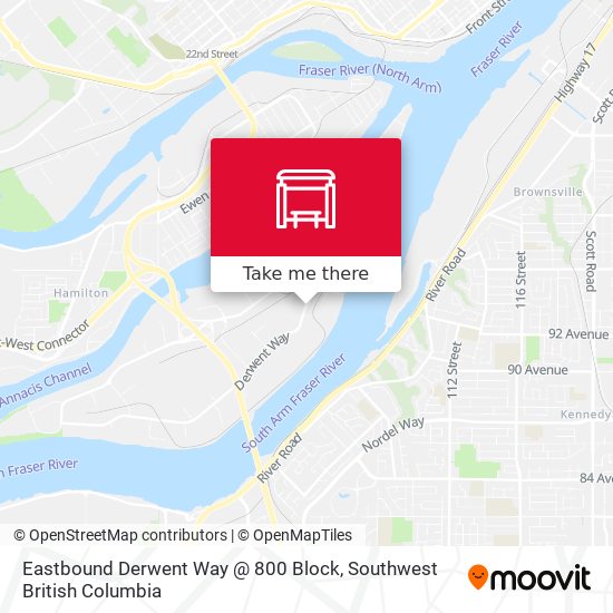 Eastbound Derwent Way @ 800 Block map