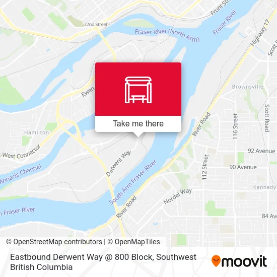 Eastbound Derwent Way @ 800 Block map
