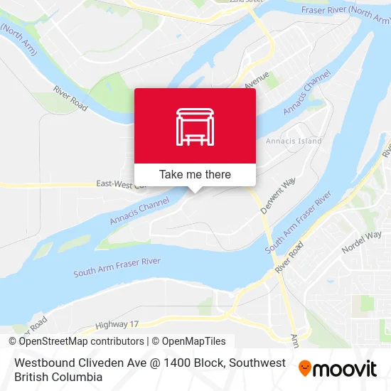 Westbound Cliveden Ave @ 1400 Block map