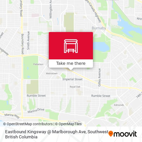 Eastbound Kingsway @ Marlborough Ave map