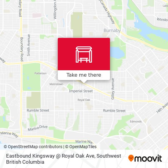 Eastbound Kingsway @ Royal Oak Ave map