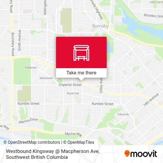 Westbound Kingsway @ Macpherson Ave map