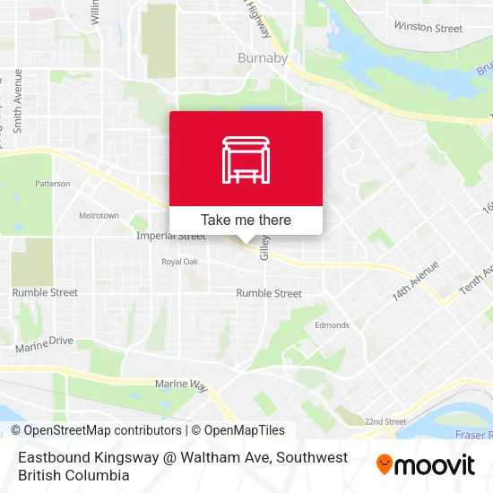 Eastbound Kingsway @ Waltham Ave map
