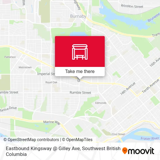 Eastbound Kingsway @ Gilley Ave map