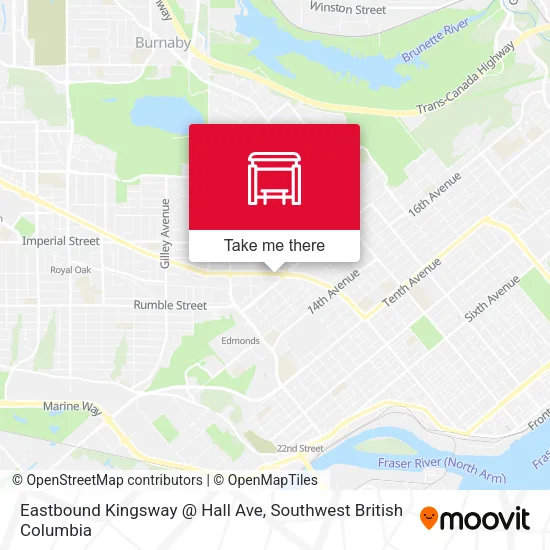 Eastbound Kingsway @ Hall Ave map