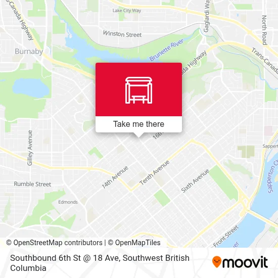 Southbound 6th St @ 18 Ave map