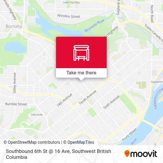 Southbound 6th St @ 16 Ave map