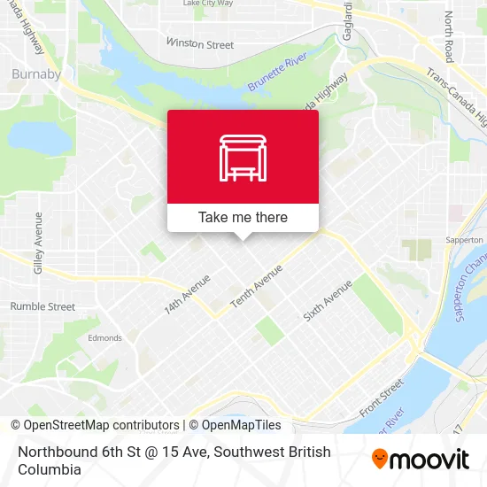 Northbound 6th St @ 15 Ave map