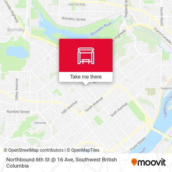 Northbound 6th St @ 16 Ave map