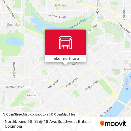 Northbound 6th St @ 18 Ave map