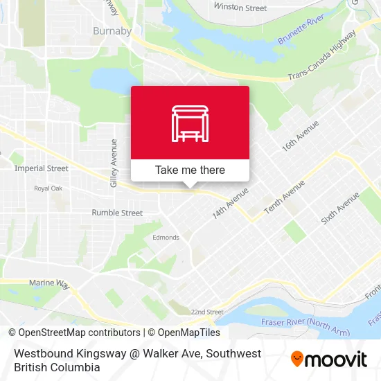 Westbound Kingsway @ Walker Ave map