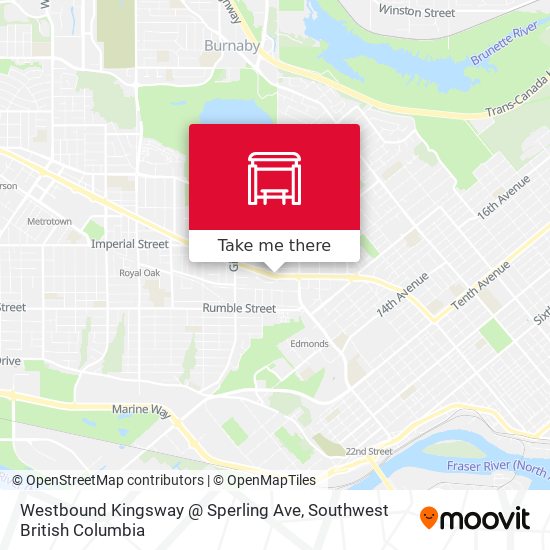 Westbound Kingsway @ Sperling Ave map