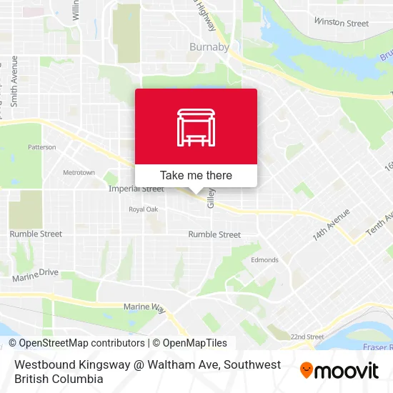 Westbound Kingsway @ Waltham Ave map