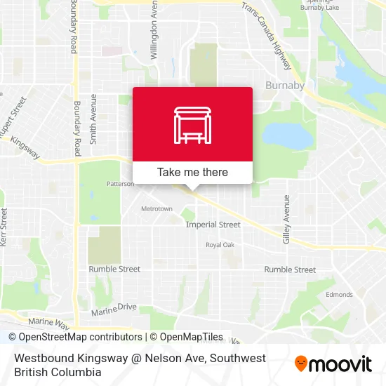 Westbound Kingsway @ Nelson Ave map
