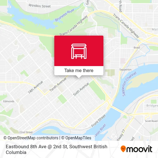 Eastbound 8th Ave @ 2nd St map