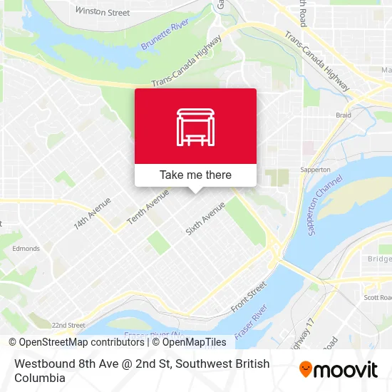 Westbound 8th Ave @ 2nd St map