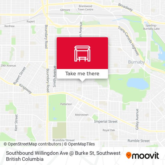 Southbound Willingdon Ave @ Burke St map