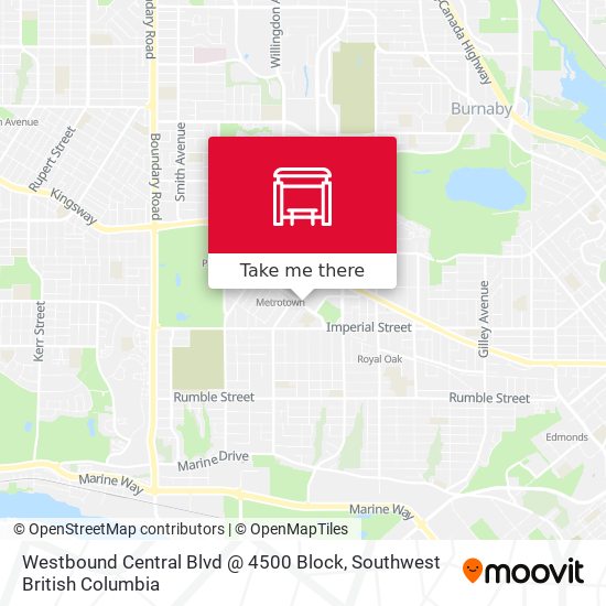 Westbound Central Blvd @ 4500 Block map