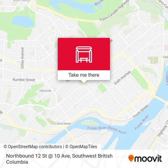 Northbound 12 St @ 10 Ave map