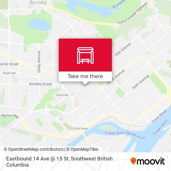 Eastbound 14 Ave @ 15 St map