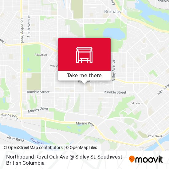 Northbound Royal Oak Ave @ Sidley St map