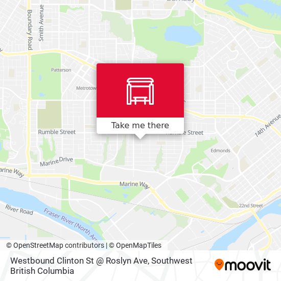 Westbound Clinton St @ Roslyn Ave map