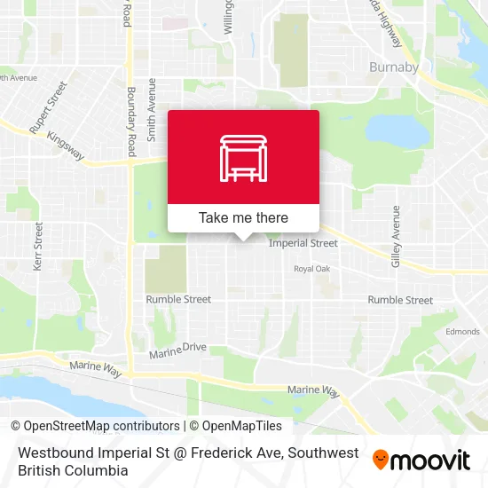 Westbound Imperial St @ Frederick Ave map